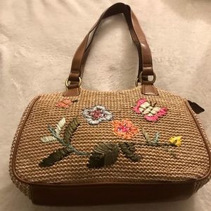 beautiful floral straw bag with purse